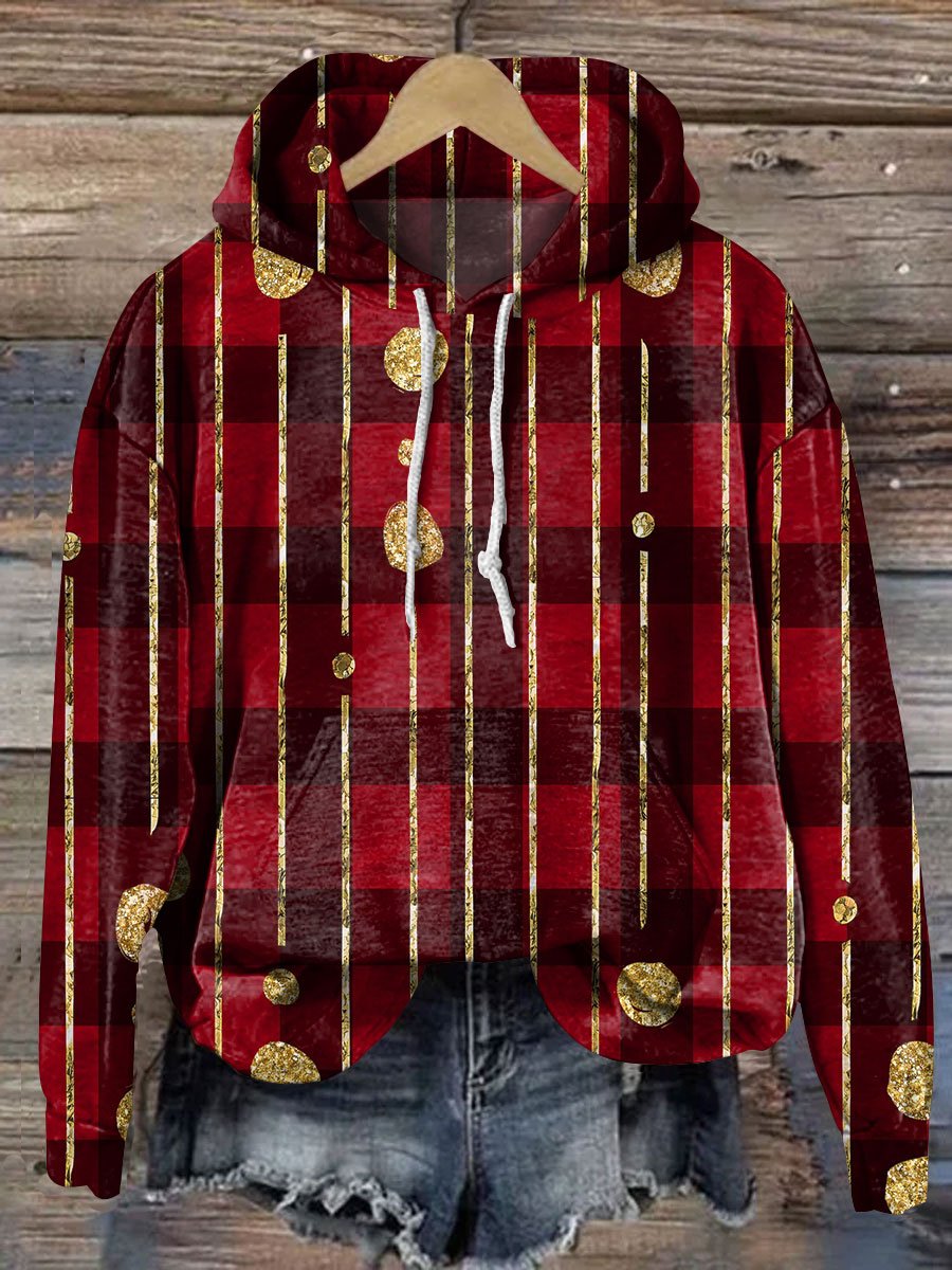 Retro Plaid Art Print Casual Sweatshirt