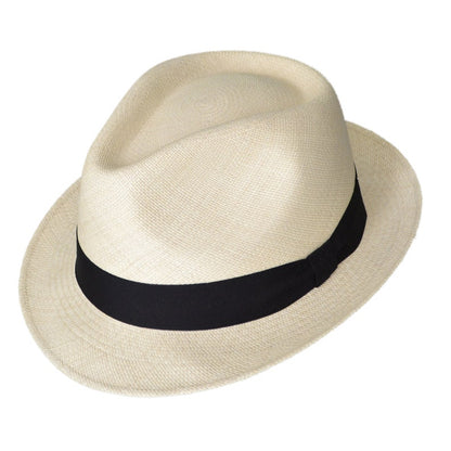 Teardrop Classic Fedora - Short Brim - Brisa Weave - Natural Straw Color - Black Band - Handwoven in Ecuador - GPH - HatBox Included-FREE SHIPPING