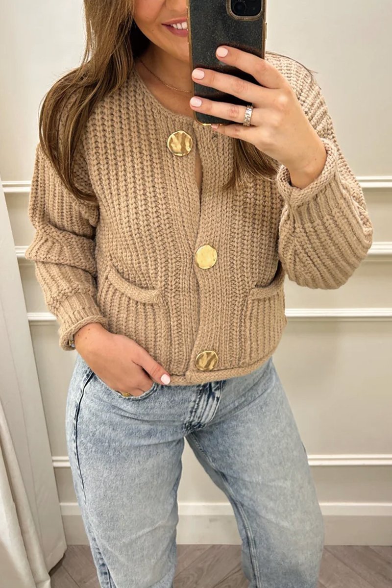 Women's Gold Button Knit Cardigan