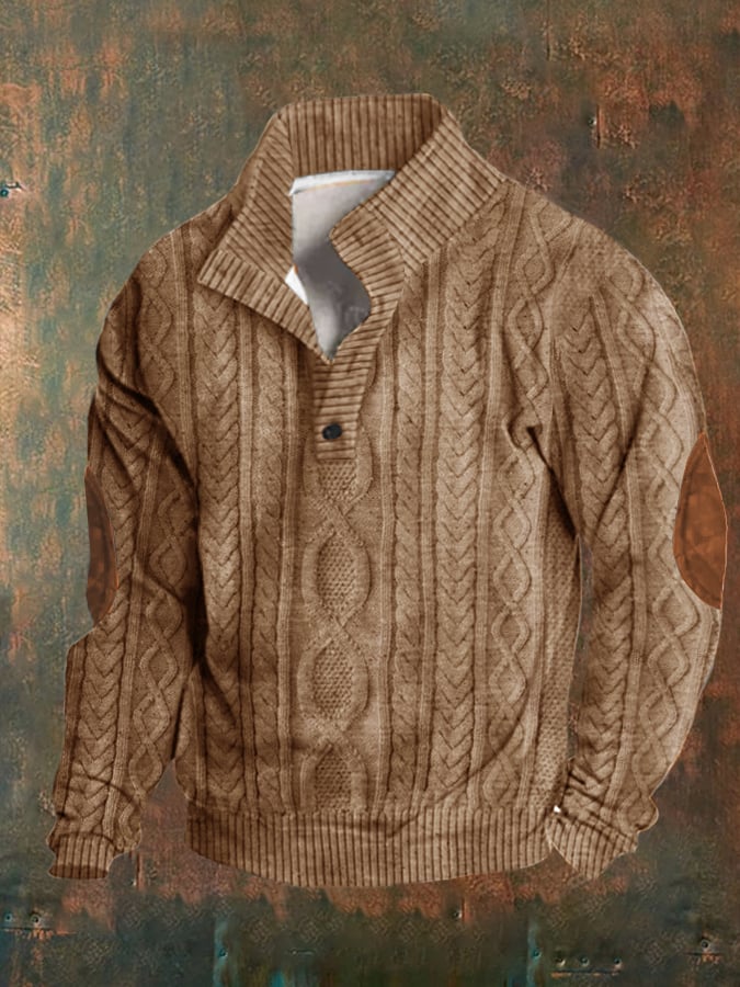 Men's Retro Western Stand Collar Sweatshirt