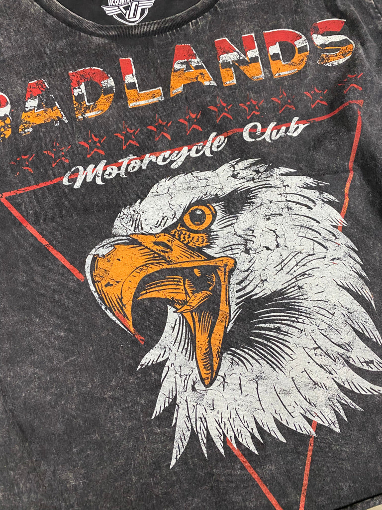 BadLands Motorcycle Club regular Cropped Acid wash T-shirt