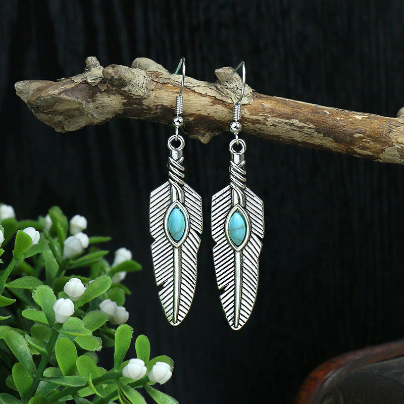 Women's Bohemian Geometric Metal Turquoise Earrings