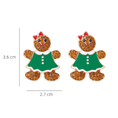 Cute Christmas Gingerbread Man Bow Earrings