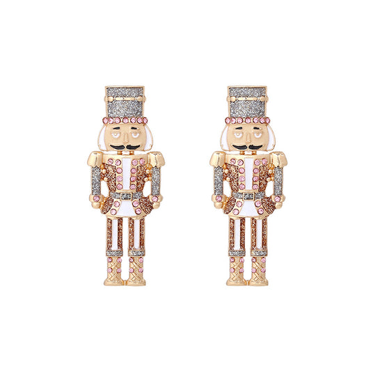 Christmas Nutcracker Soldier Rhinestone Earrings