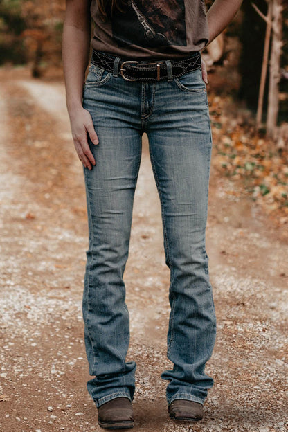 Vintage Washed High Rise Bootcut Jeans