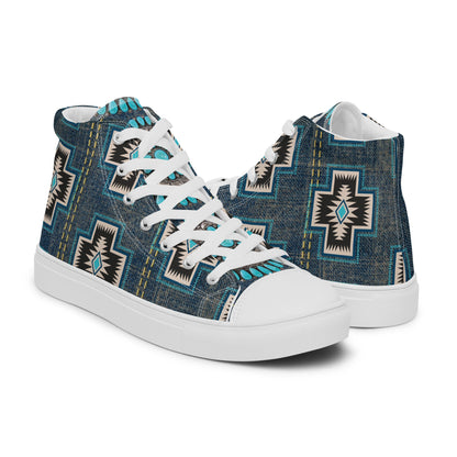 Aztec Cross Women__ high top canvas shoes