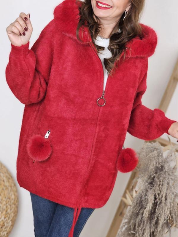 Women's Hooded Fur Casual Coat