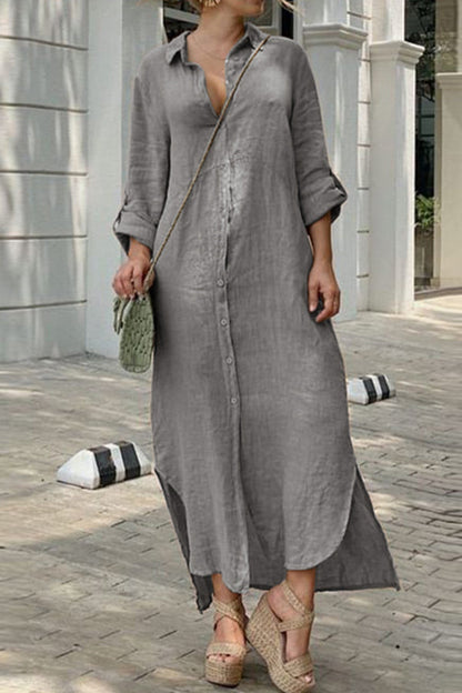 SHIRT NECK BUTTON DRESS