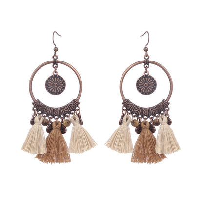 Women's Bohemian Shell Long Tassel Earrings