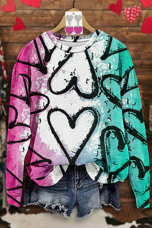 Fresh Heart Printed Sweatshirt