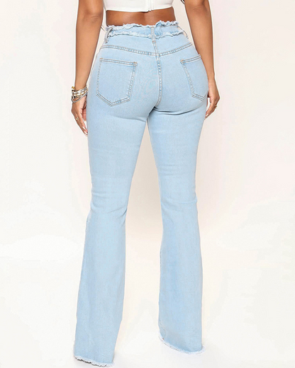 Wool-Edged Elastic Jeans