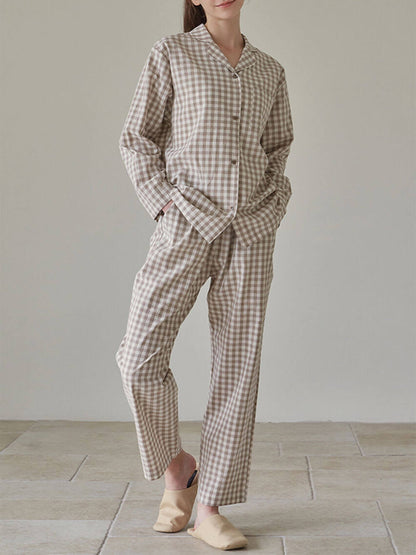 Plaid Print Loose Pajama Set