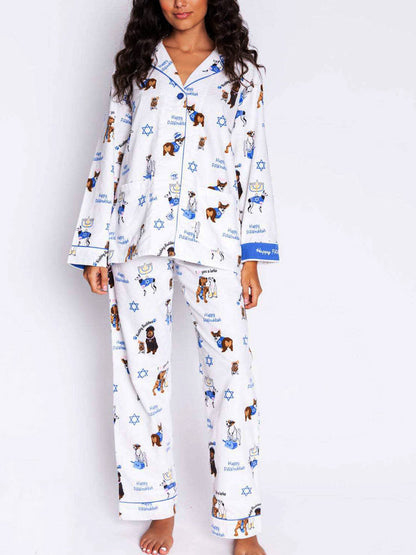 Cute Dog Print Pajama Set