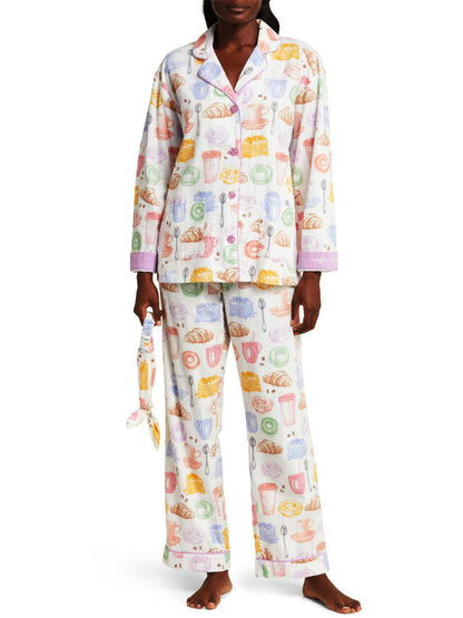 Milk Tea & Bread Print Pajama Set