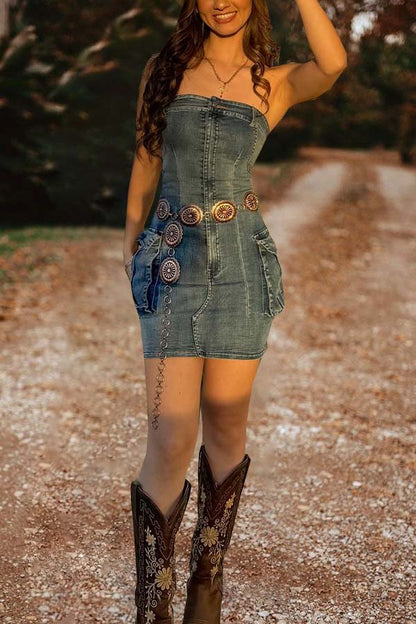 Sexy Tube Top Denim Dress