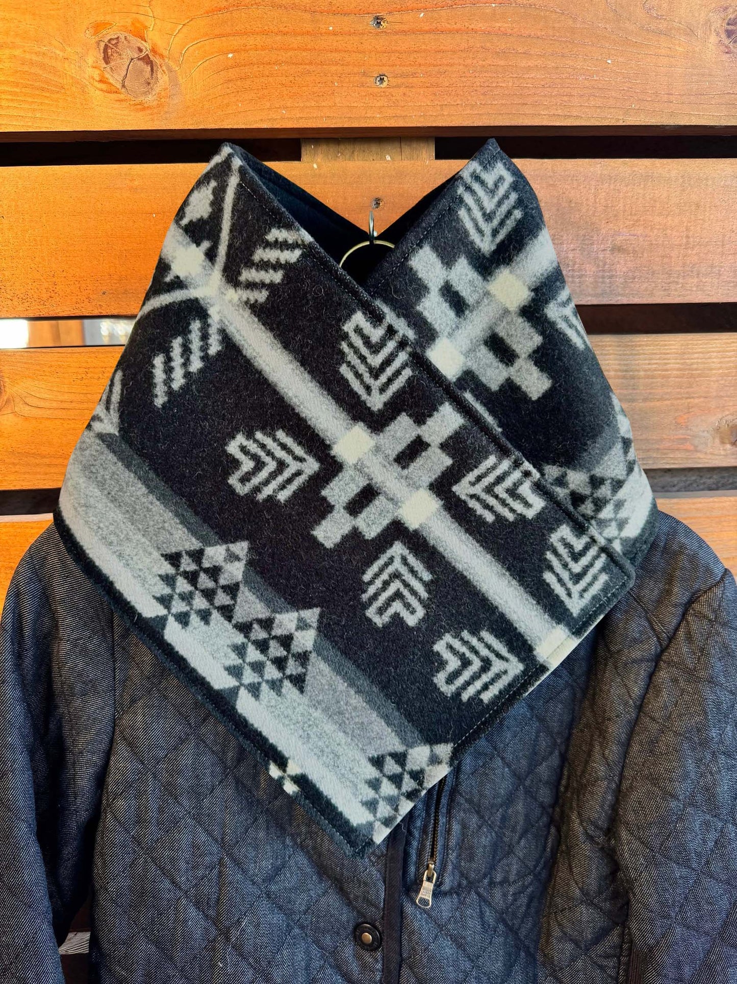 Women's Western Black Aztec Warm Neck Hood