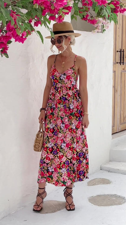 Summer Backless Halter Bohemian Midi Dress