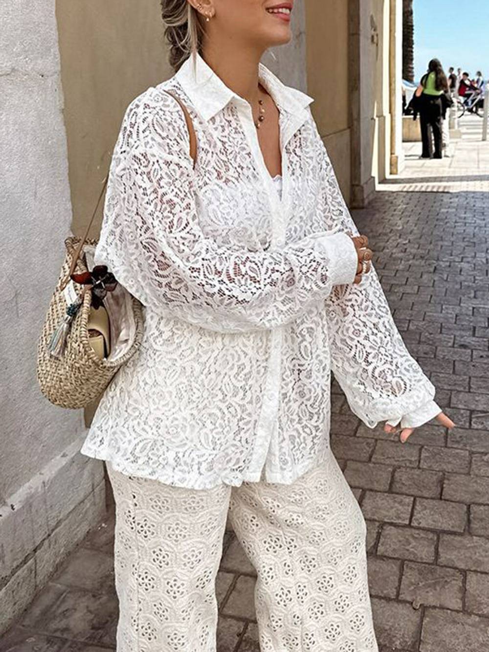 Floral Lace Cover Up Shirt