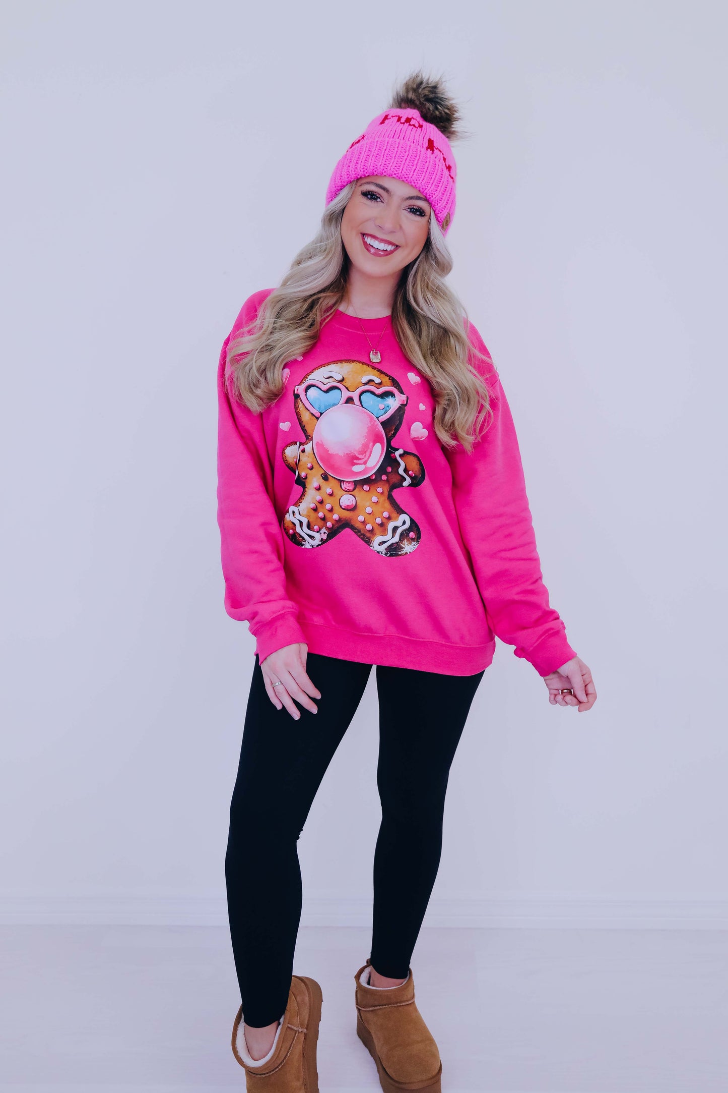 Bubble Gum Gingerbread Man Graphic Sweatshirt