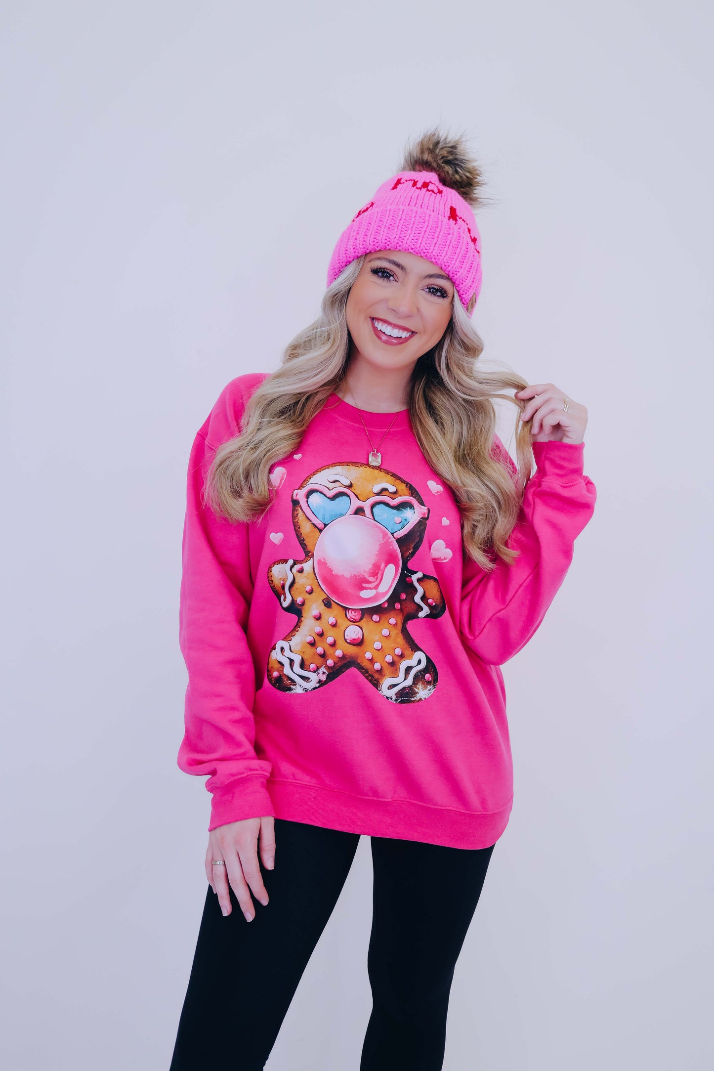 Bubble Gum Gingerbread Man Graphic Sweatshirt