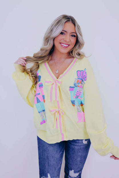 Sequin Nutcracker N Bow Cardigan - 3 Colors