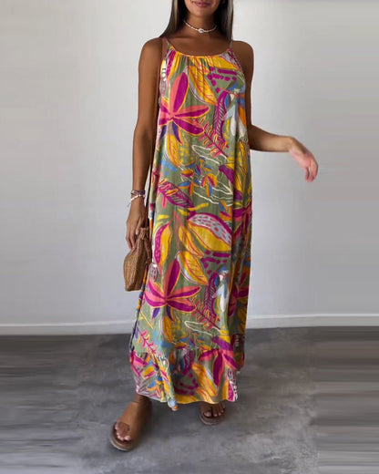 Printed Sleeveless Long Dress