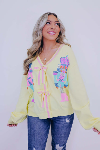 Sequin Nutcracker N Bow Cardigan - 3 Colors