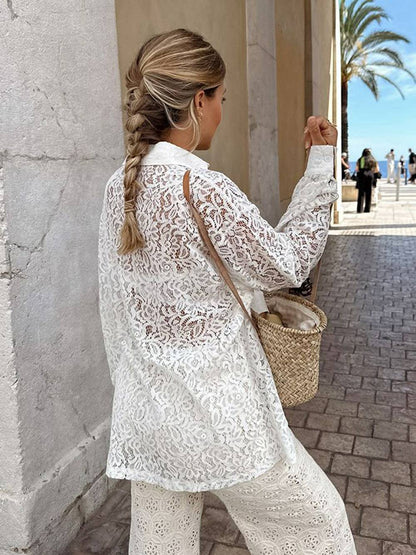 Floral Lace Cover Up Shirt