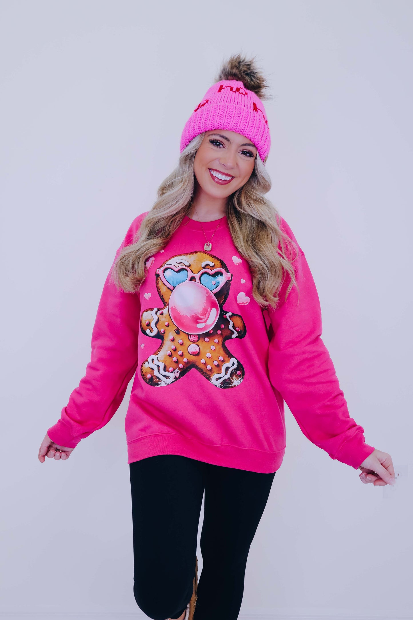 Bubble Gum Gingerbread Man Graphic Sweatshirt