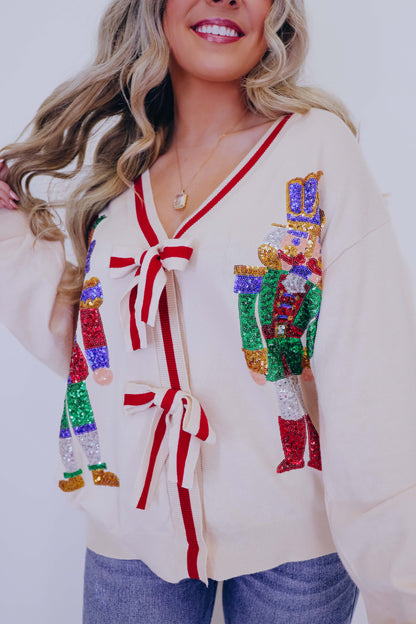 Sequin Nutcracker N Bow Cardigan - 3 Colors