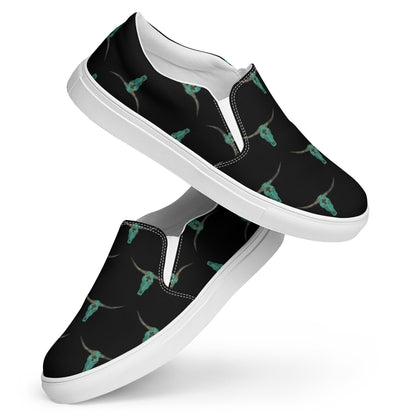 Turquoise Longhorn Women__ slip-on canvas shoes