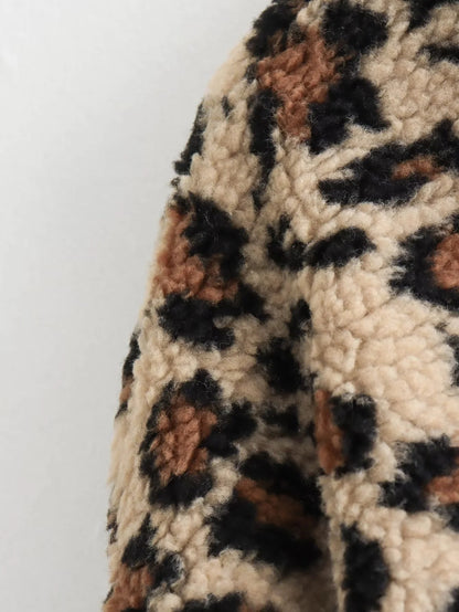 Women's Leopard Print Loose Lambswool Coat