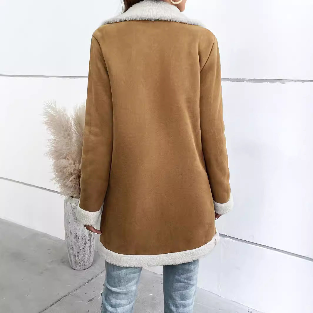 Women's Long Sleeve Lapel Thick Woolen Coat