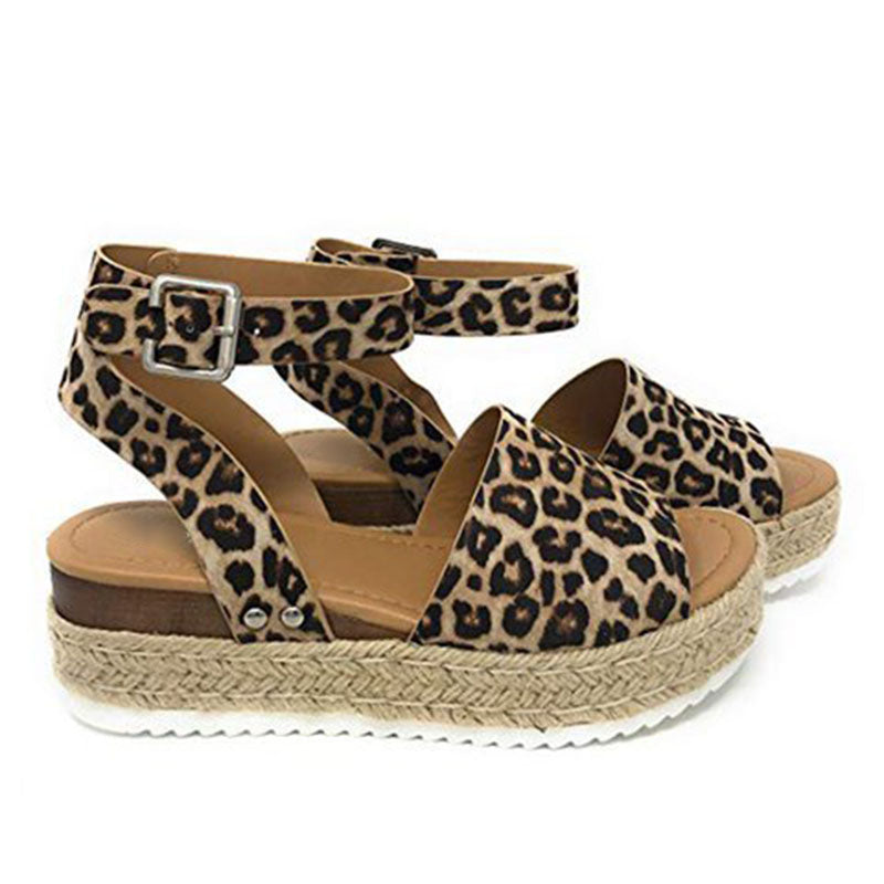 Stylish Leopard Ankle Strap Sandals