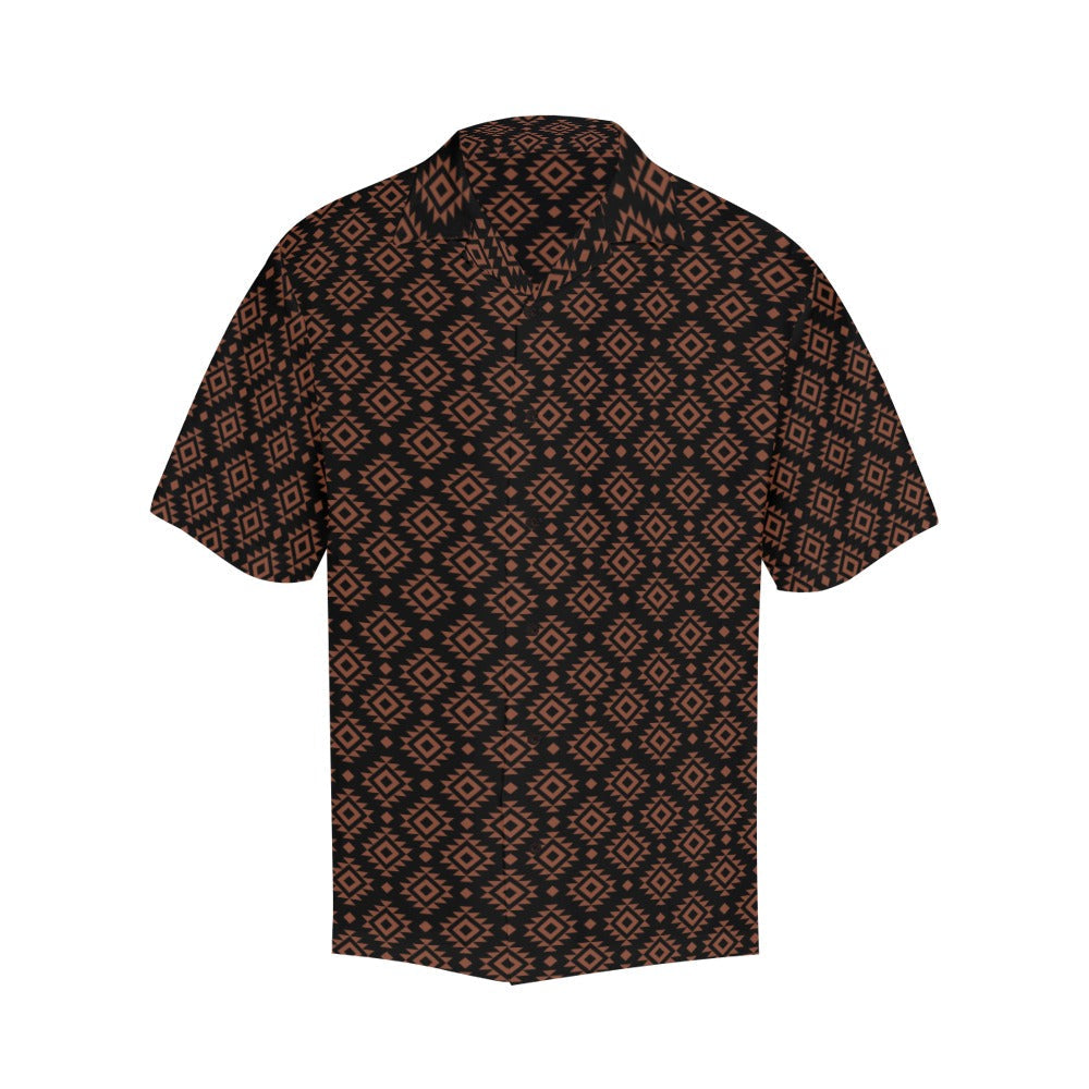 Brown Black Aztec Men's Camp Shirt