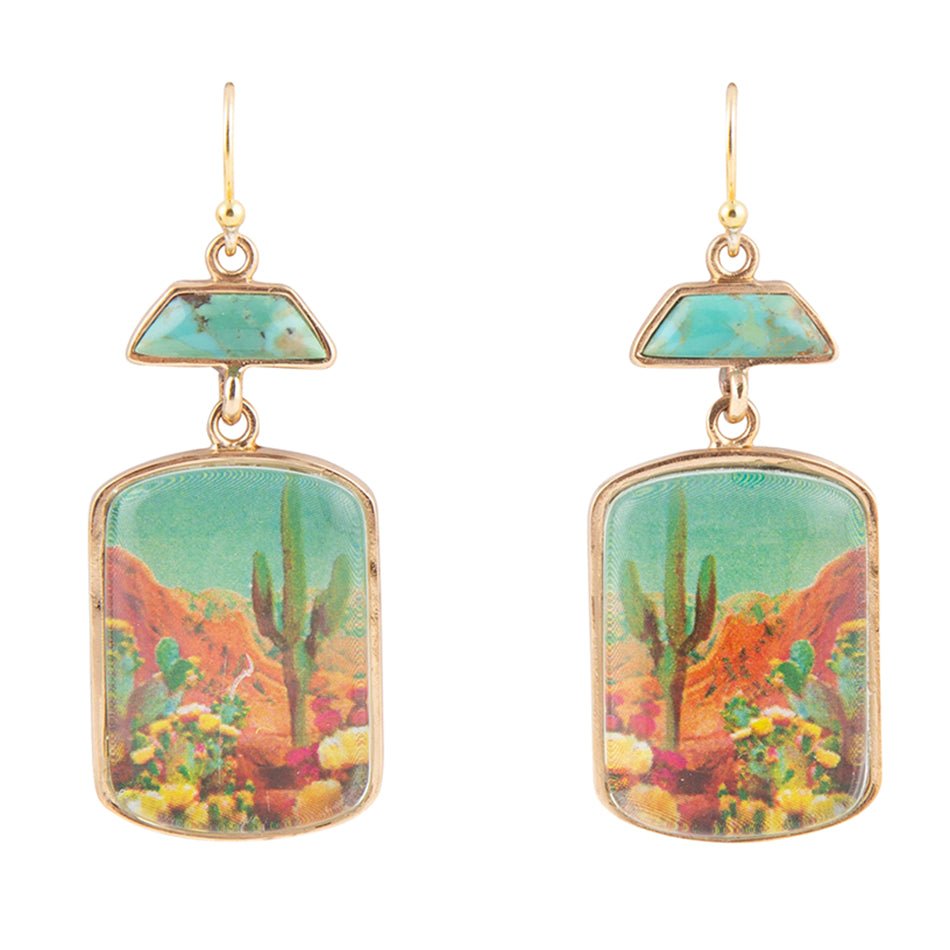 Scenic Sedona Blue Turquoise Golden Drop Earrings