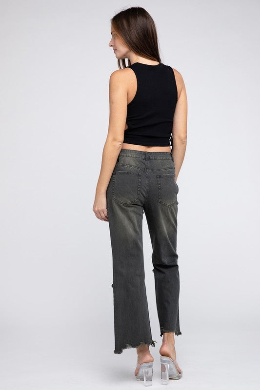 Distressed Vintage Washed Wide Leg Pants choice of colors