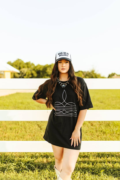 Boot Stitch Oversized Graphic T-shirt Dress