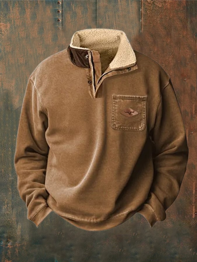 Men's Outdoor Pocket Vintage 1/4 Zipper Sweatshirt