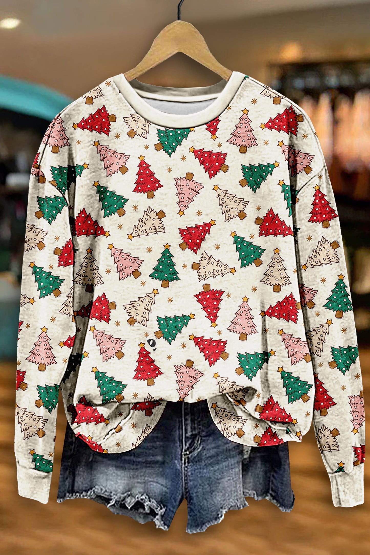 Christmas Trees Print Sweatshirt