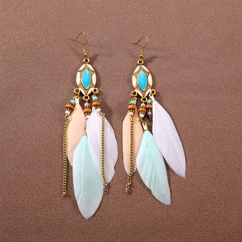 Bohemian Ethnic Style Long Feather Earrings