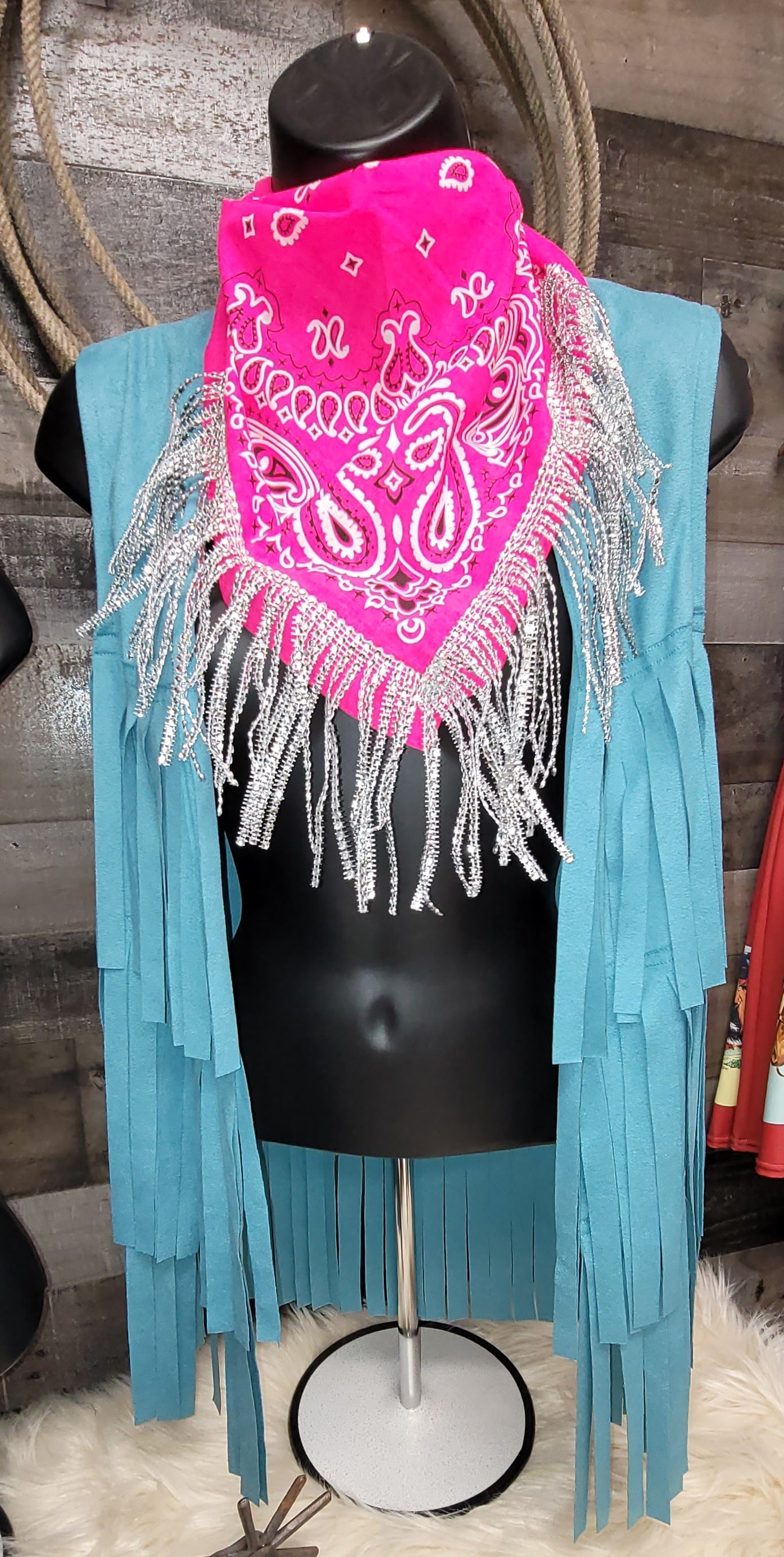 Rhinestone fringe bandana