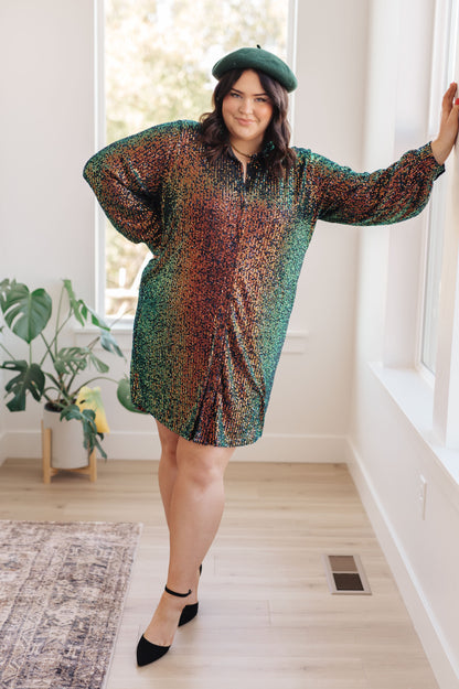 Shimmering Splendor Sequin Shirt Dress Duster