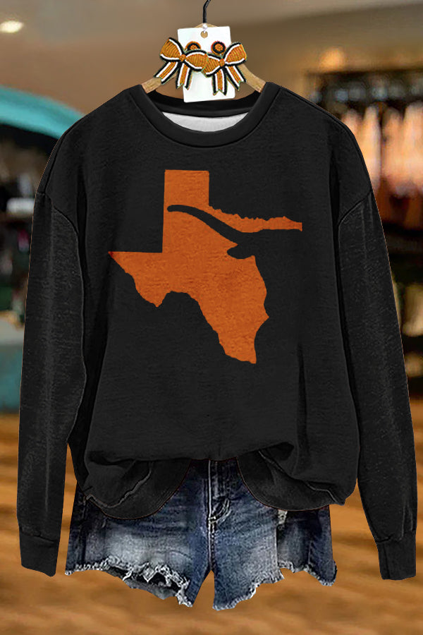 Unique Texas Longhorn Football Gameday Print Sweatshirt