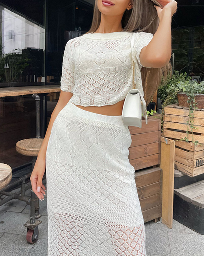 Elegant High Waist Hip-Wrapping Skirt Set