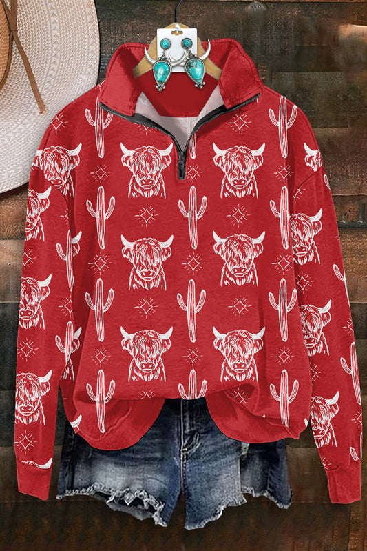 Western Yak Cactus Print Sweatshirt