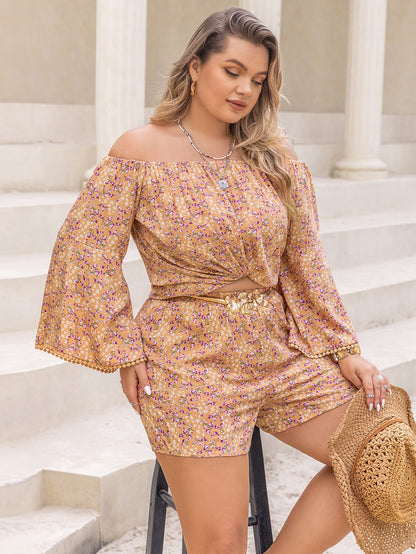 PLUS SIZE Top & Shorts Boho Matching Set