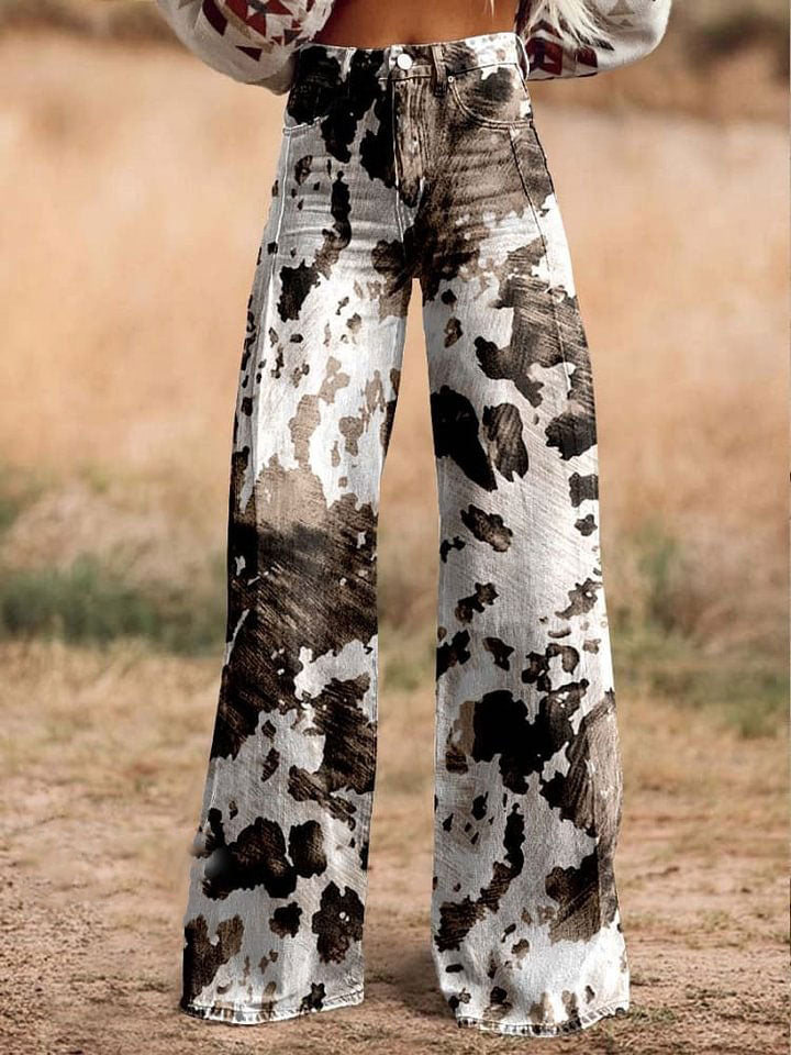 Women's Animal Pattern Print Casual Wide Leg Pants