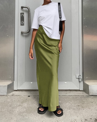 Utility Satin Maxi Skirt