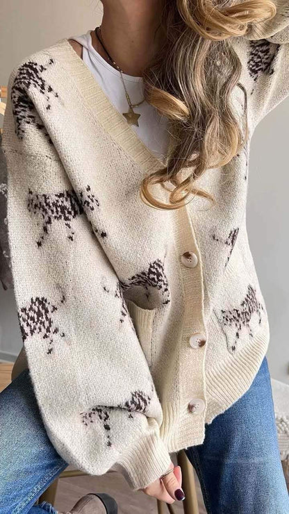 Women's Casual Print Knit Jacket